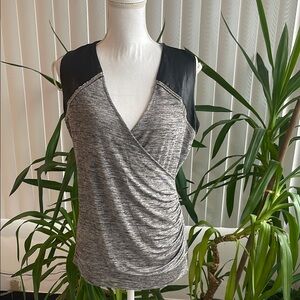 NWT Calvin Klein Gray and Black Women's Wrap Top size medium